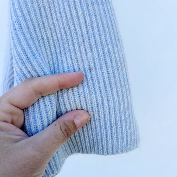 Poetry Cashmere Merino Wool Ribbed Boxy Sweater Jumper Light Blue 2 Crewneck - Picture 8 of 8